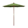 The Company Store Round Outdoor Patio Umbrella, Wood With Manual Lift In Green