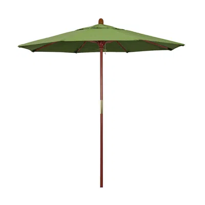 The Company Store Round Outdoor Patio Umbrella, Wood With Manual Lift In Green