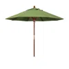The Company Store Round Outdoor Patio Umbrella, Wood With Manual Lift In Green