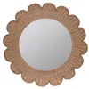 The Company Store Round Scalloped Rattan Wall Mirror In Beige