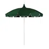 The Company Store Round Solid Pagoda Outdoor Patio Umbrella, Fiberglass With Push Lift In Forest Green