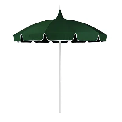The Company Store Round Solid Pagoda Outdoor Patio Umbrella, Fiberglass With Push Lift In Forest Green