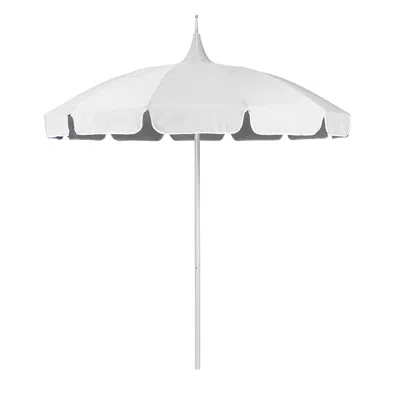 The Company Store Round Solid Pagoda Outdoor Patio Umbrella, Fiberglass With Push Lift In Ivory