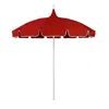 The Company Store Round Solid Pagoda Outdoor Patio Umbrella, Fiberglass With Push Lift In Jockey Red