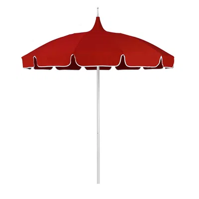 The Company Store Round Solid Pagoda Outdoor Patio Umbrella, Fiberglass With Push Lift In Jockey Red