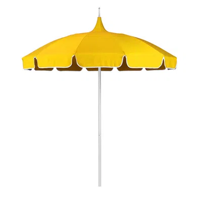 The Company Store Round Solid Pagoda Outdoor Patio Umbrella, Fiberglass With Push Lift In Yellow