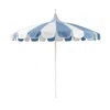 The Company Store Round Two-tone Pagoda Outdoor Patio Umbrella, Fiberglass With Push Lift In Blue/white