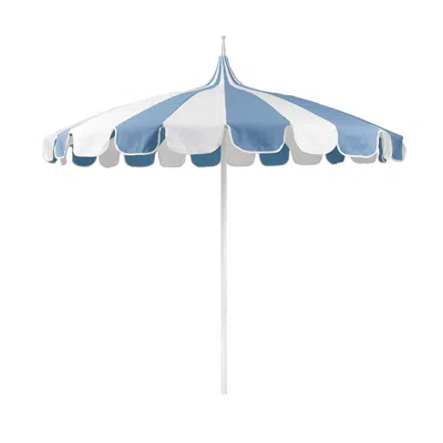 The Company Store Round Two-tone Pagoda Outdoor Patio Umbrella, Fiberglass With Push Lift In Blue/white