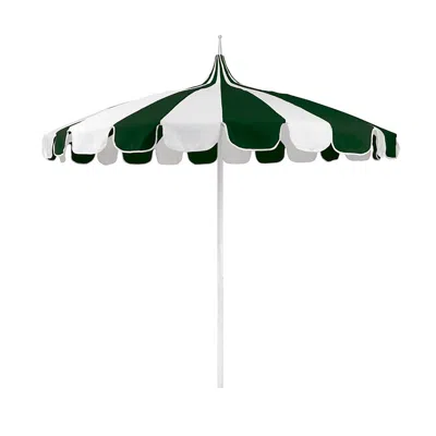The Company Store Round Two-tone Pagoda Outdoor Patio Umbrella, Fiberglass With Push Lift In Green/white