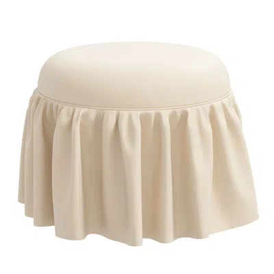 The Company Store Ruffle Ottoman In Light Gray