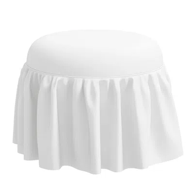 The Company Store Ruffle Ottoman In White