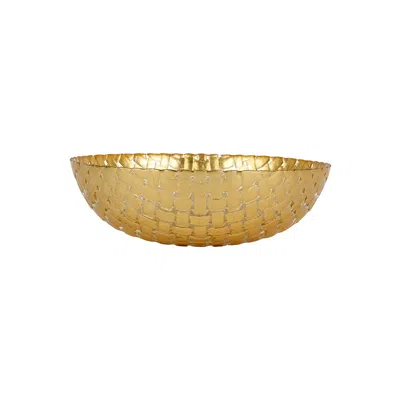 The Company Store Rufolo Glass Basketweave Serving Bowl In Yellow