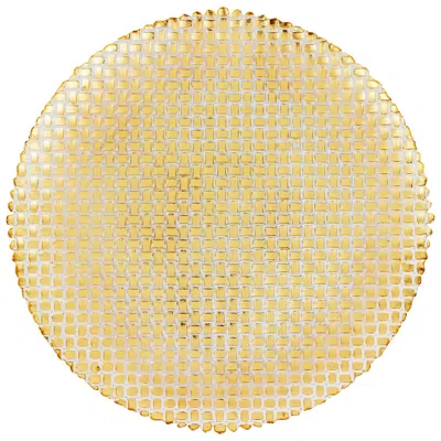 The Company Store Rufolo Glass Basketweave Serving Platter In Yellow