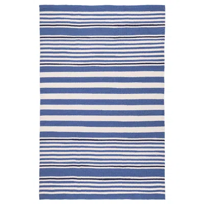 The Company Store Rugby Stripe Denim Handwoven Indoor/outdoor Rug In Blue