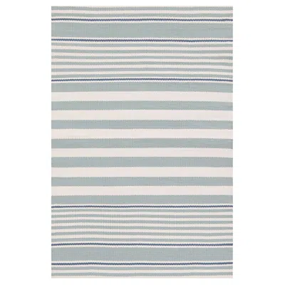 The Company Store Rugby Stripe Denim Handwoven Indoor/outdoor Rug In Light Blue