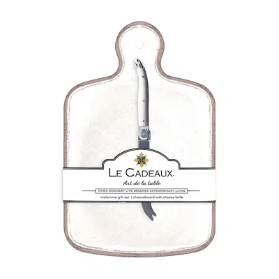 The Company Store Rustica Antique White Melamine Cheese Board With Laguiole Cheese Knife In Animal Print