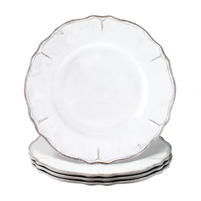 The Company Store Rustica Antique White Melamine Dinner Plates, Set Of 4 In Ivory/white