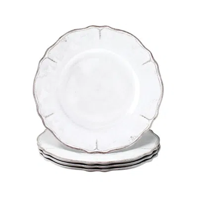 The Company Store Rustica Antique White Melamine Salad Plates, Set Of 4 In Ivory/white