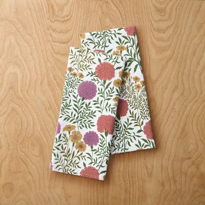The Company Store Sabena Tea Towels, Set Of 2 In White