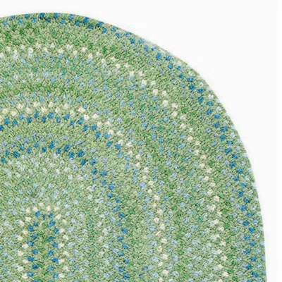 The Company Store Sailor Stripe Reversible Braided Cotton Rug In Green