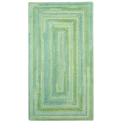 The Company Store Sailor Stripe Reversible Braided Cotton Rug In Green