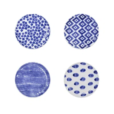 The Company Store Santorini Assorted Cocktail Plates, Set Of 4 In Blue