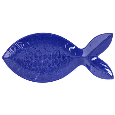 The Company Store Santorini Large Figural Fish Platter In Blue