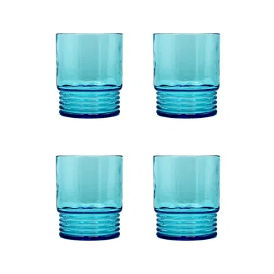 The Company Store Santorini Tumblers, Set Of 4 In Blue/teal/turquoise
