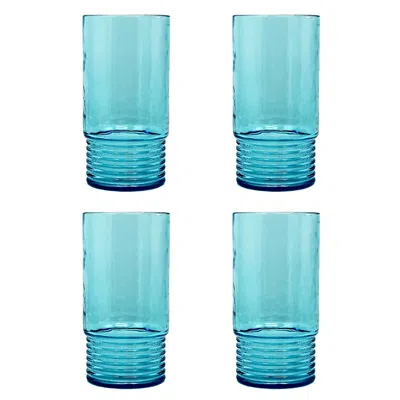 The Company Store Santorini Tumblers, Set Of 4 In Blue/teal/turquoise