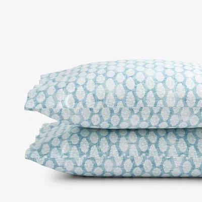 The Company Store Sarika Premium Smooth Sateen Pillowcase Set In Blue/white