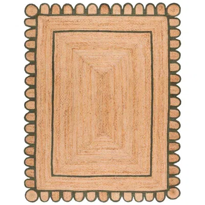 The Company Store Scallop Border Handwoven Jute Rug In Brown