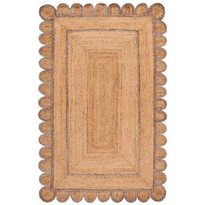 The Company Store Scallop Border Handwoven Jute Rug In Brown