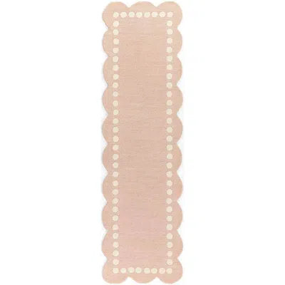 The Company Store Scallop Dotted Border Hand Tufted Wool Rug In Pink