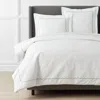 The Company Store Scallop Embroidered Premium Cool Egyptian Percale Duvet Cover In Green/white