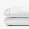 The Company Store Scallop Embroidered Premium Cool Egyptian Percale Pillowcase Set In Purple/white