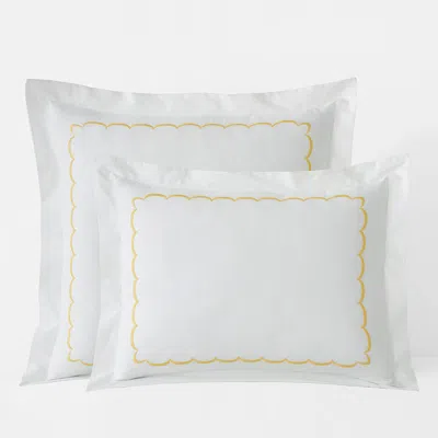 The Company Store Scallop Embroidered Premium Cool Egyptian Percale Sham In White