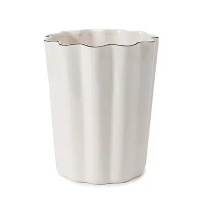 The Company Store Scallop Waste Basket In White