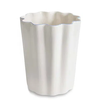 The Company Store Scallop Waste Basket In White