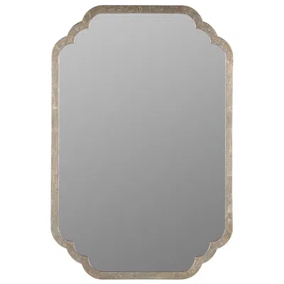 The Company Store Scalloped Rectangle Wood Frame Wall Mirror In Gray