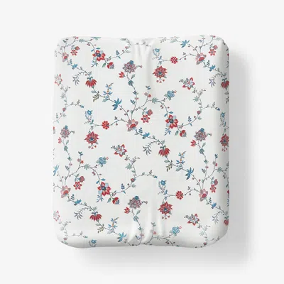 The Company Store Sheena Premium Smooth Sateen Fitted Bed Sheet In Blue/ivory/red