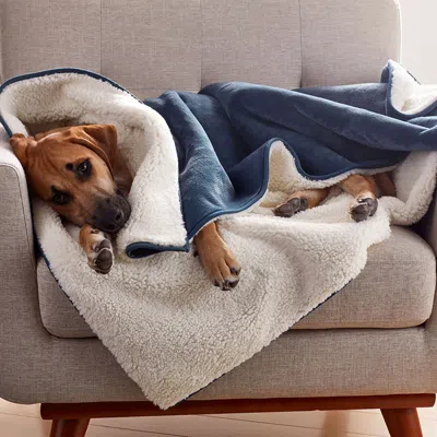 The Company Store Sherpa Waterproof Blanket In Blue Haze