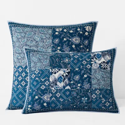 The Company Store Shobha Indigo Patchwork Quilted Sham In Blue/gray