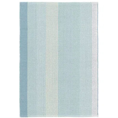 The Company Store Shore Stripe Handwoven Reversible Cotton Rug In Teal/turquoise Blue