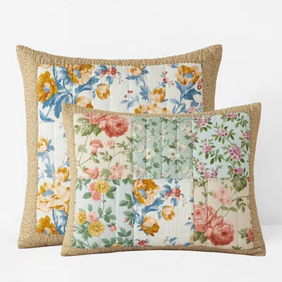 The Company Store Shoshanna Reversible Patchwork Quilted Sham In Green/pink
