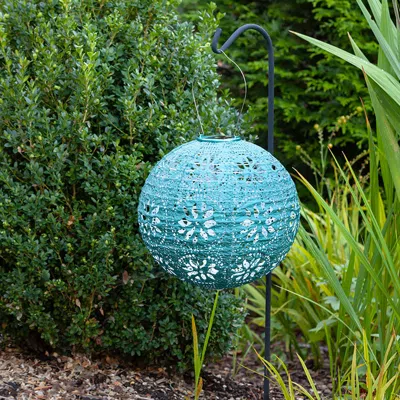 The Company Store Soji™ Stella Boho Solar Outdoor Lantern In Green/teal/turquoise Blue