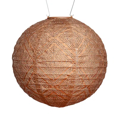The Company Store Soji™ Stella Boho Solar Outdoor Lantern, 12" In Orange/coral