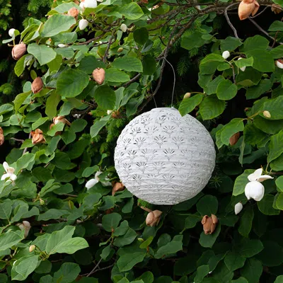 The Company Store Soji™ Stella Deco Solar Outdoor Lantern In White