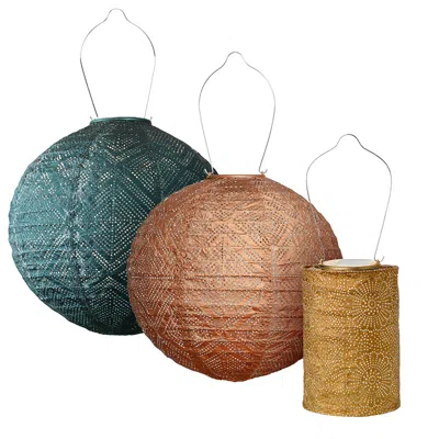 The Company Store Soji™ Stella Earth Tones Solar Lantern, Set Of 3 In Brown