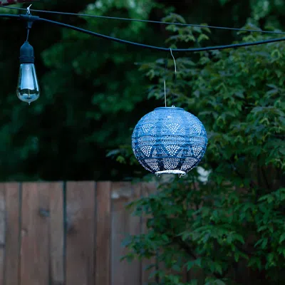 The Company Store Soji™ Stella Globe Solar Outdoor Lantern, 8" In Blue