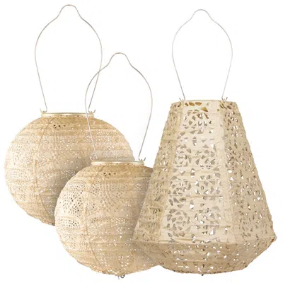 The Company Store Soji™ Stella Pearl Solar Lantern, Set Of 3 In White